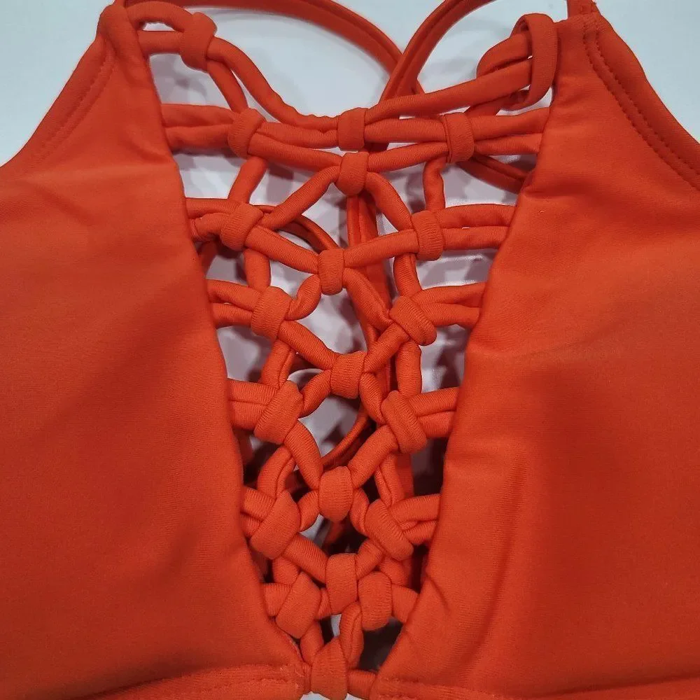 Xhilaration Orange Mesh Bikini Top